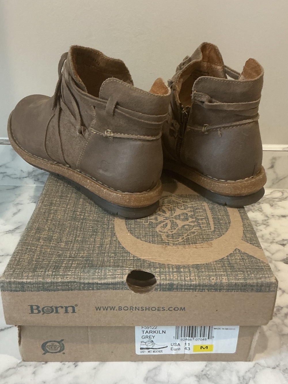Born TARKILN Ankle Boots — Grey Brown Leather
